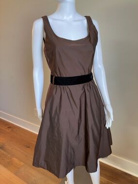 Banana Republic Brown Midi Dress with Black Velvet Waistband
